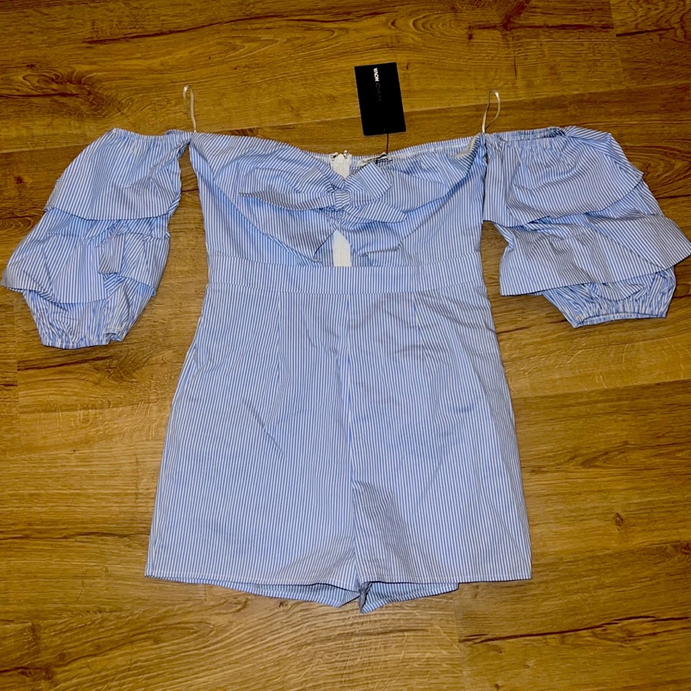 Fashion Nova Deep Sea Striped Romper